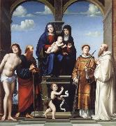 Francesco Francia The Virgin and Child and Saint Anne Enthroned with Saints Sebstian,Paul,John,Lawrence and Benedict USA oil painting artist